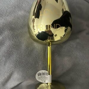 Gold Wine Glass with 'Love is Blind' Inscription